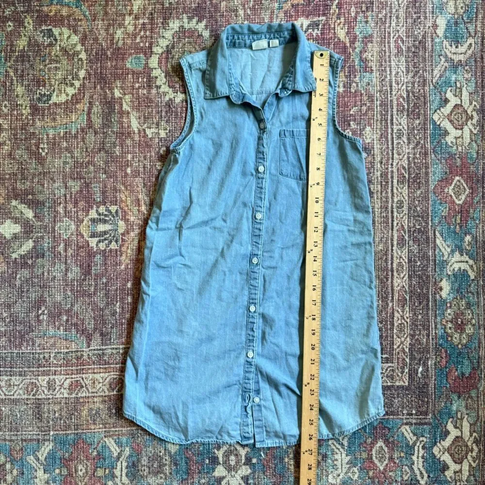 Gap Girls Large Sleeveless Chambray Denim Button-Up Dress